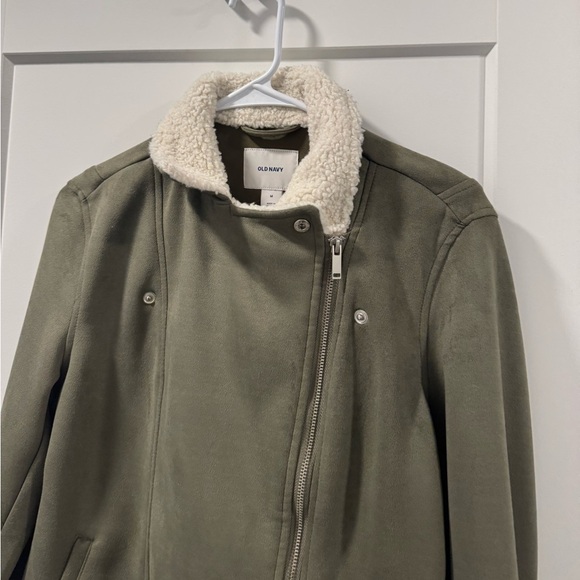 Old Navy Olive Green Suede Motto Jacket - Picture 2 of 4